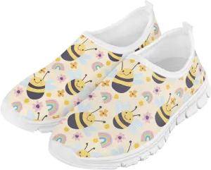 Animal Print Shoes for Girls School Sneakers Breathable Mesh Running Shoes Lightweight Slip on Tennis Shoe
