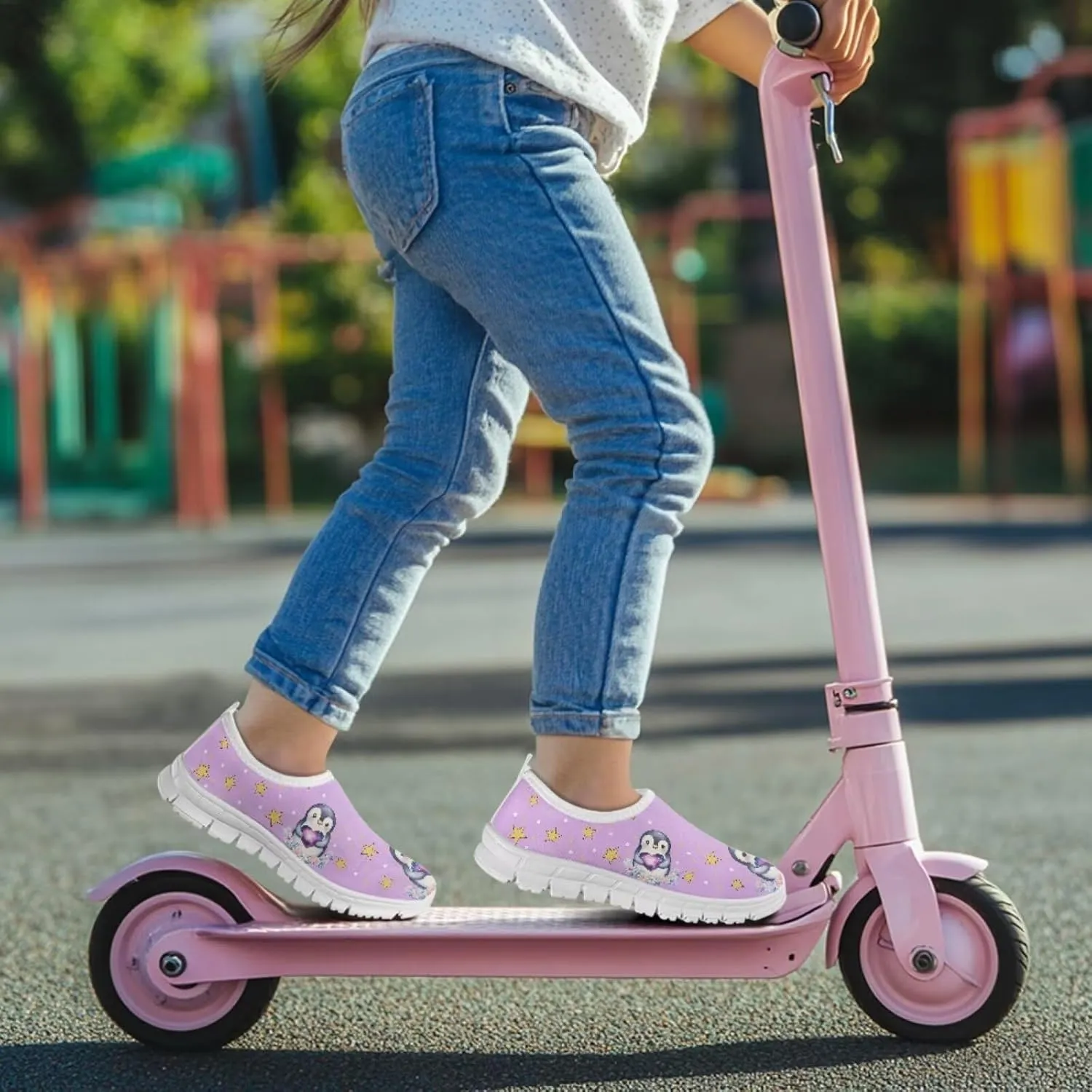 Animal Print Shoes for Girls School Sneakers Breathable Mesh Running Shoes Lightweight Slip on Tennis Shoe