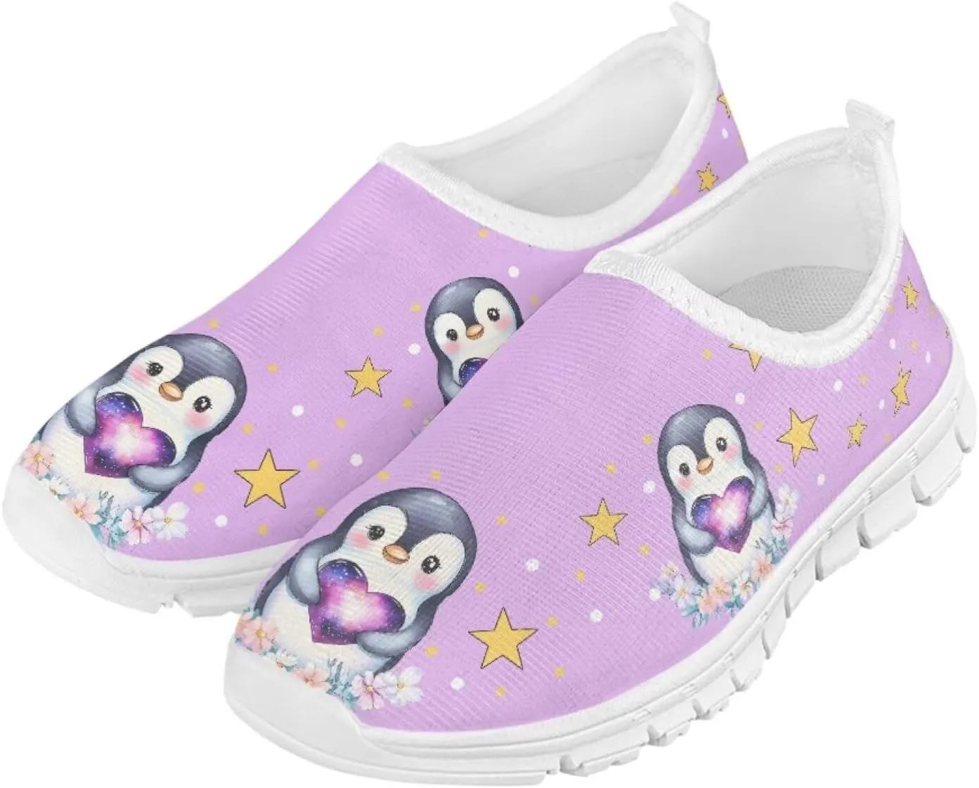 Animal Print Shoes for Girls School Sneakers Breathable Mesh Running Shoes Lightweight Slip on Tennis Shoe