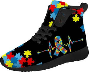Autism Shoes for Men Women Autism Awareness High Top Sneakers High Top Shoes Gifts for Mom Dad