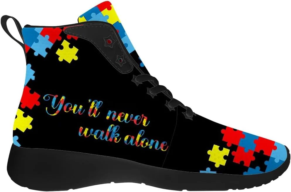 Autism Shoes for Men Women Autism Awareness High Top Sneakers High Top Shoes Gifts for Mom Dad