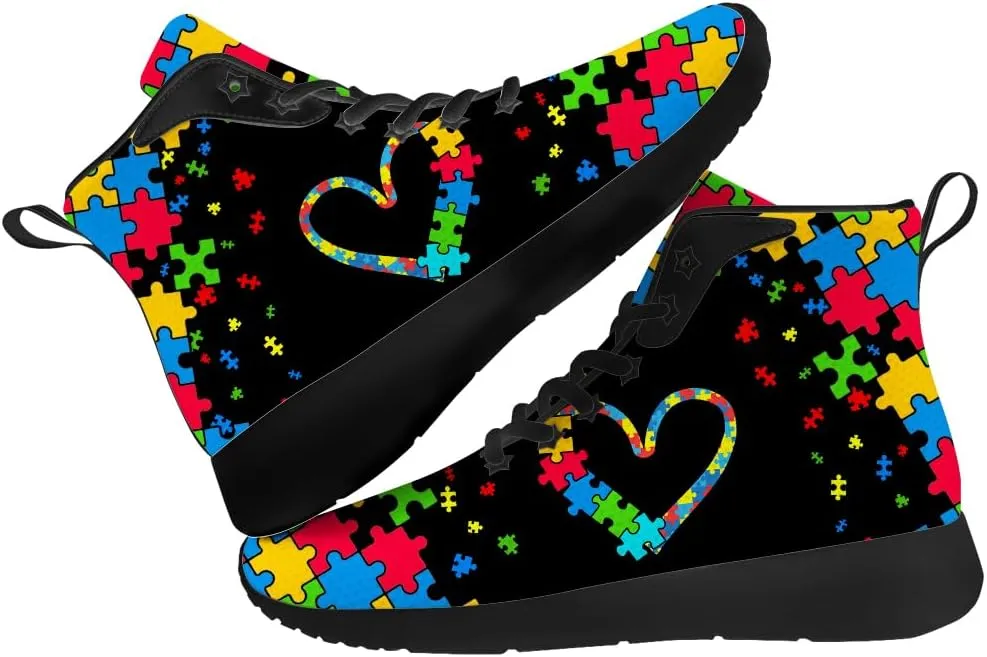 Autism Shoes for Men Women Autism Awareness High Top Sneakers High Top Shoes Gifts for Mom Dad