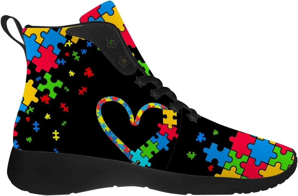 Autism Shoes for Men Women Autism Awareness High Top Sneakers High Top Shoes Gifts for Mom Dad