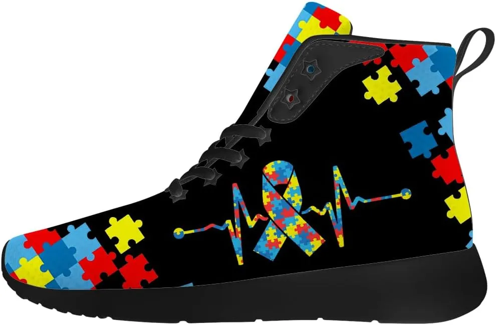 Autism Shoes for Men Women Autism Awareness High Top Sneakers High Top Shoes Gifts for Mom Dad
