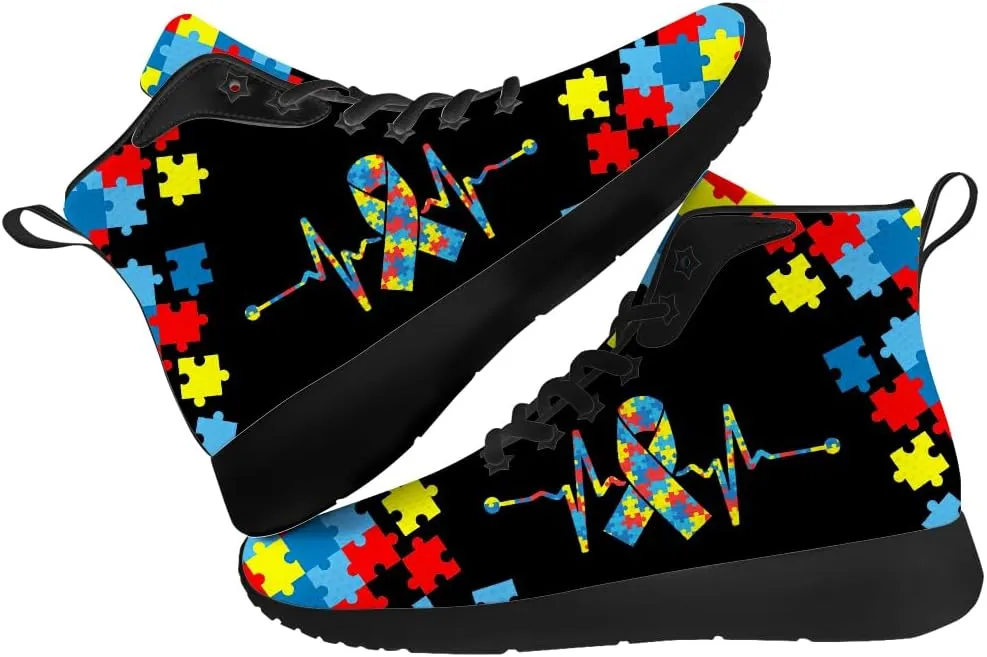 Autism Shoes for Men Women Autism Awareness High Top Sneakers High Top Shoes Gifts for Mom Dad