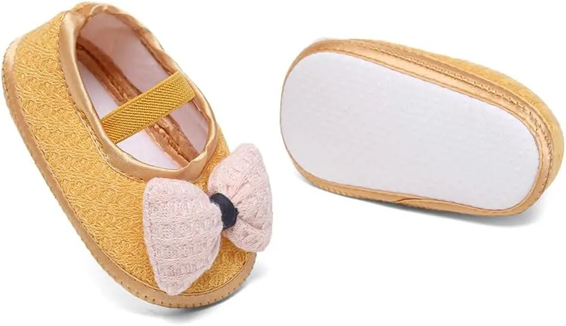 Baby Girl Dress Shoes,Infant Toddler First Walking Mary Jane Flats with Bowknot Non-Slip Soft Sole Wedding Princess