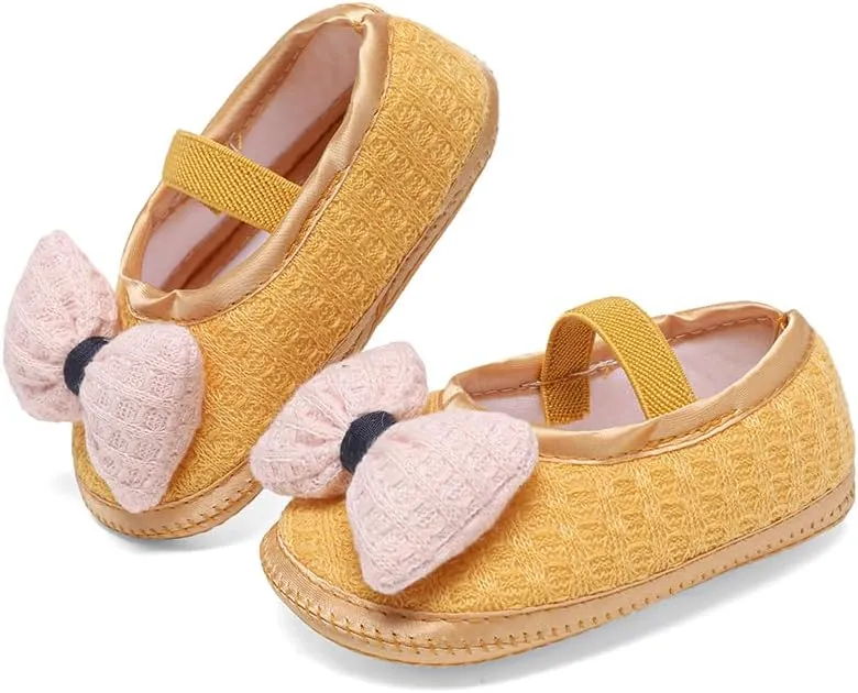 Baby Girl Dress Shoes,Infant Toddler First Walking Mary Jane Flats with Bowknot Non-Slip Soft Sole Wedding Princess
