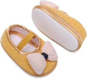 Baby Girl Dress Shoes,Infant Toddler First Walking Mary Jane Flats with Bowknot Non-Slip Soft Sole Wedding Princess