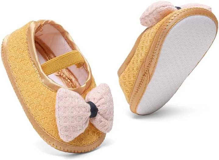 Baby Girl Dress Shoes,Infant Toddler First Walking Mary Jane Flats with Bowknot Non-Slip Soft Sole Wedding Princess
