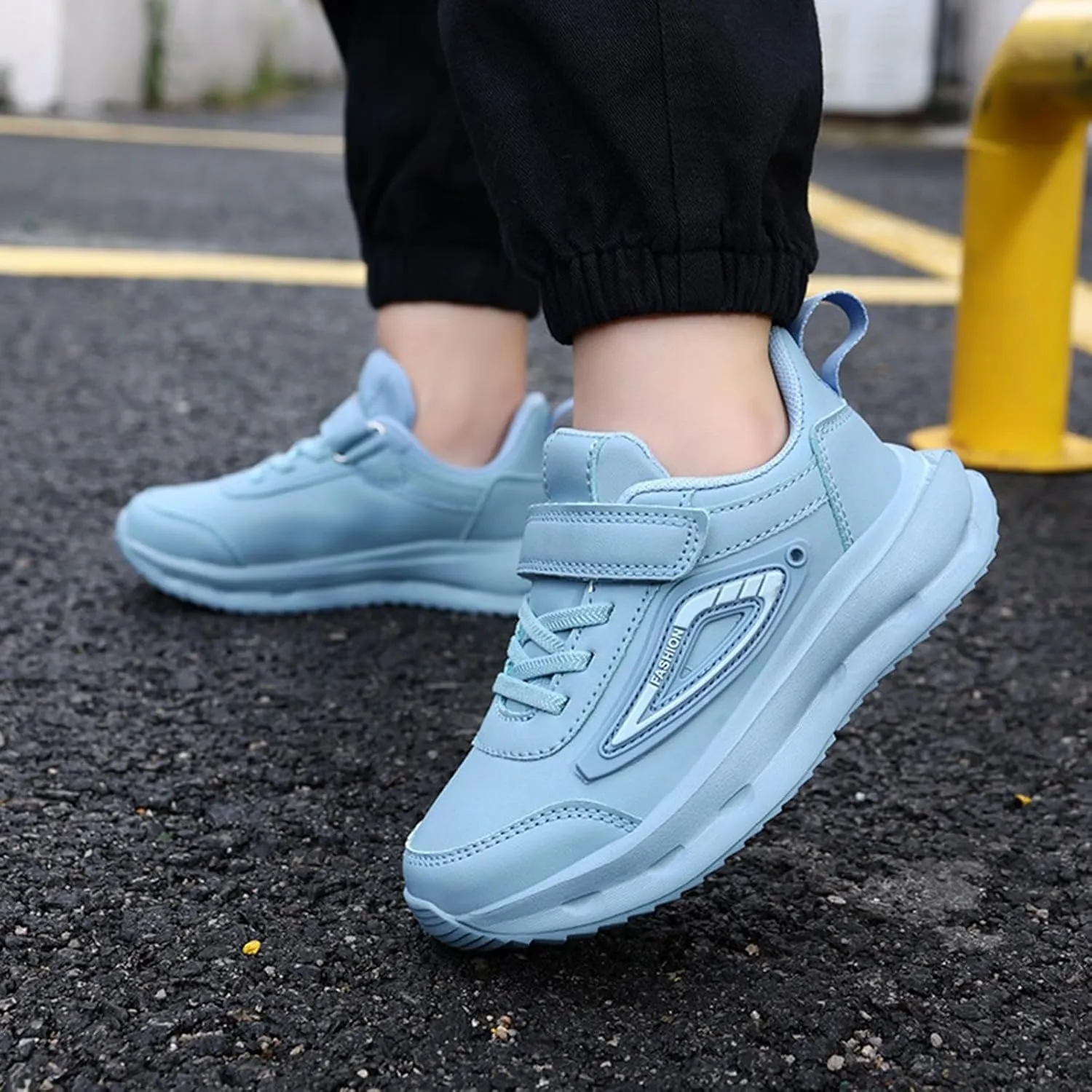 Boys Girls Fitness Workout Running Training Shoes Adjustable Mesh Lightweight Walking Supportive Active Sneaker Boy Kids