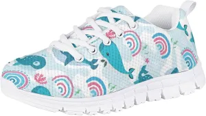 Boys Girls Running Shoes, Lightweight Lace-Up Breathable Mesh Athletic Tennis Sneakers for Little Kid & Big Kid