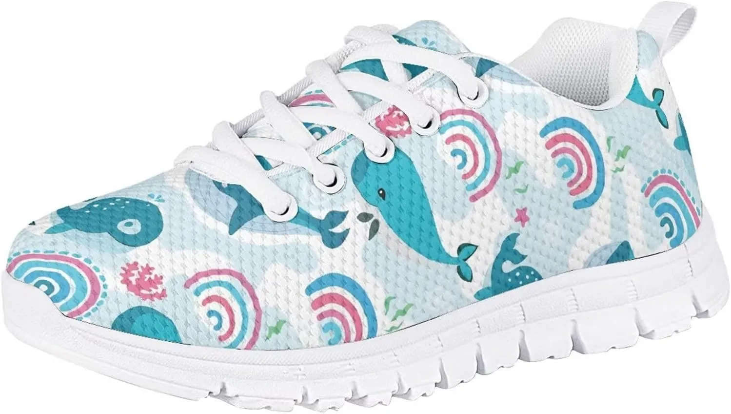 Boys Girls Running Shoes, Lightweight Lace-Up Breathable Mesh Athletic Tennis Sneakers for Little Kid & Big Kid