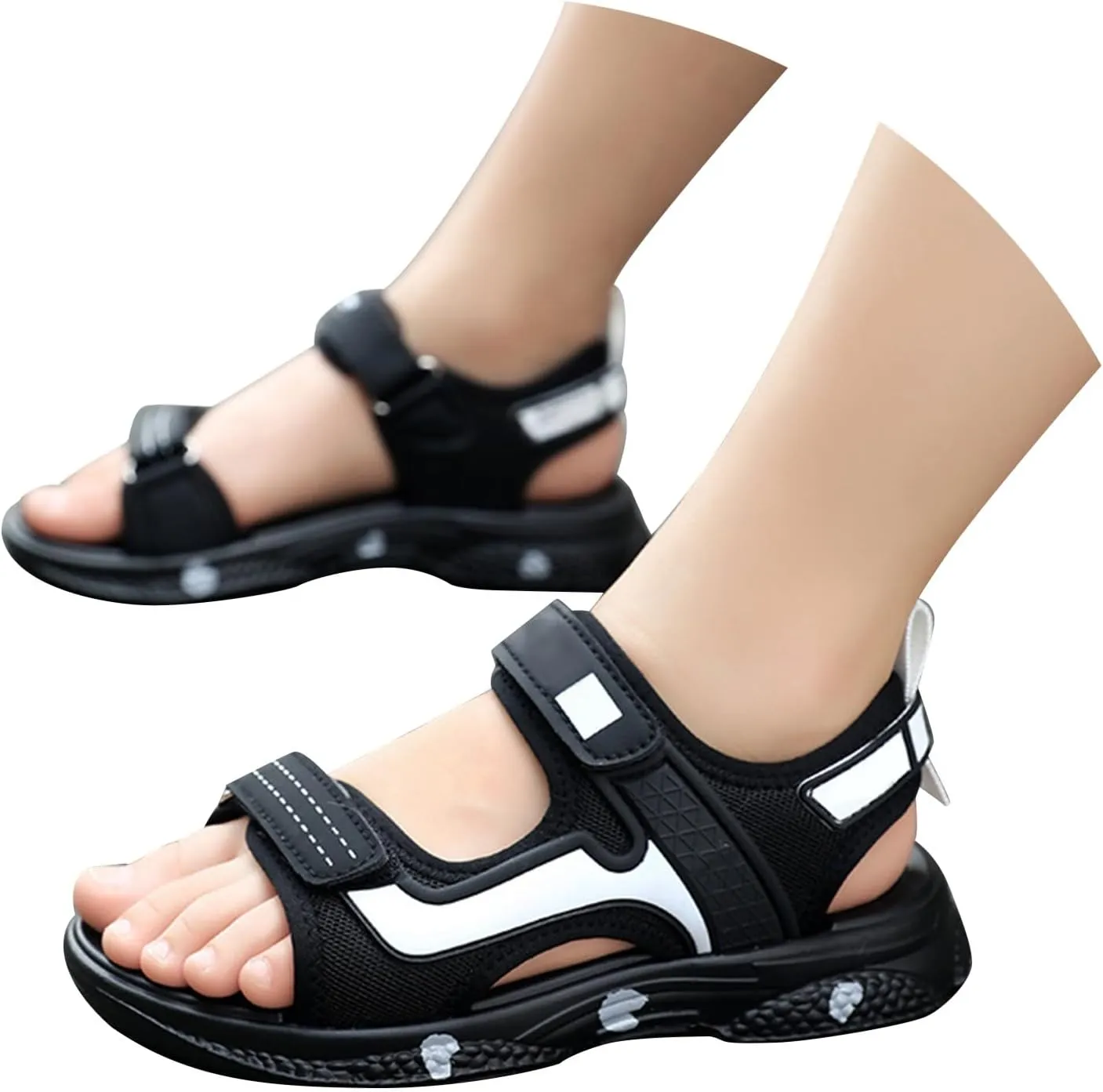 Boys Sandals Double Adjustable Straps Non-slip Lightweight Open Toe Sport Sandals Kids Soft Summer Beach Pool Shoes