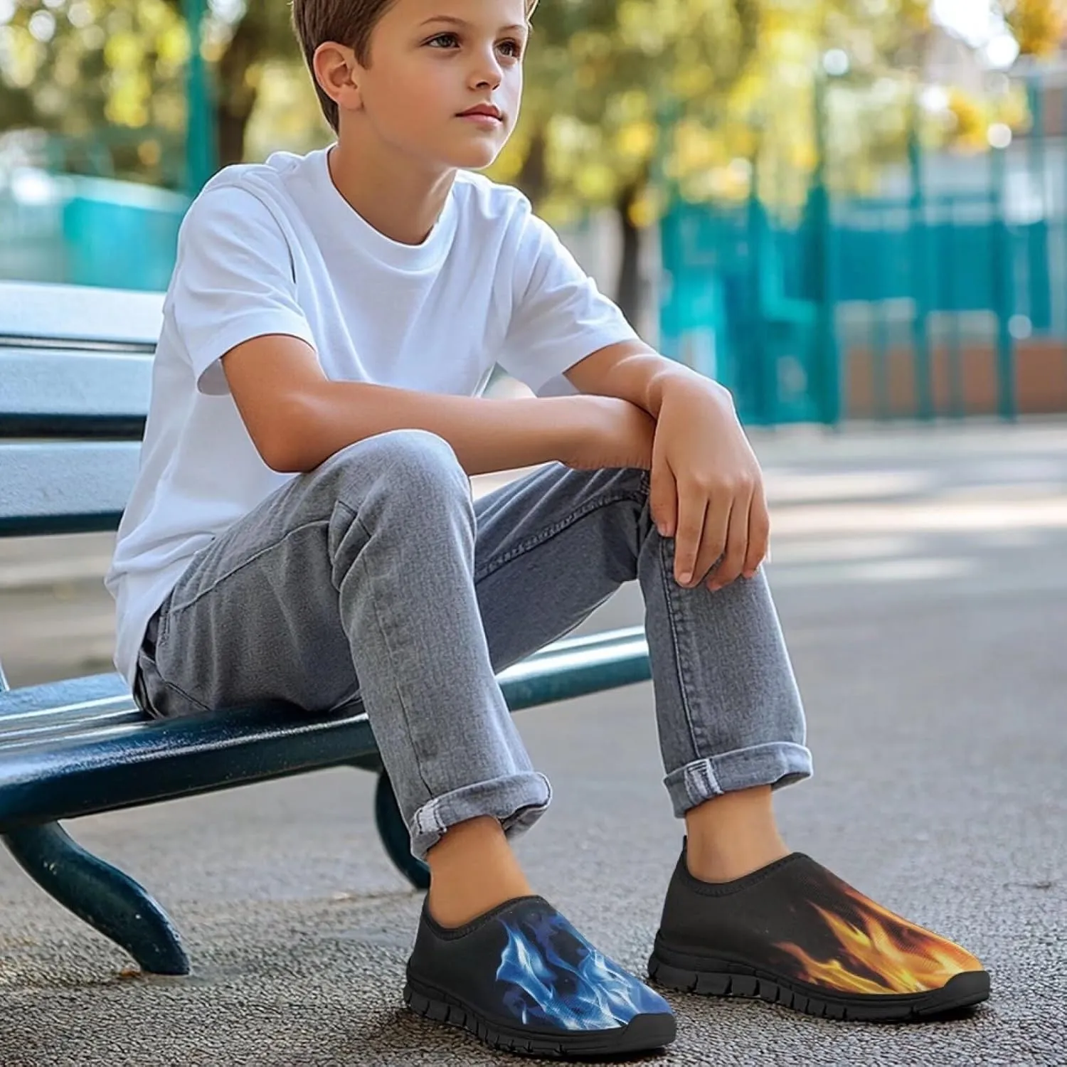 Boys Shoes School Sneakers Breathable Mesh Running Shoes Lightweight Slip on Tennis Shoe Casual Flats