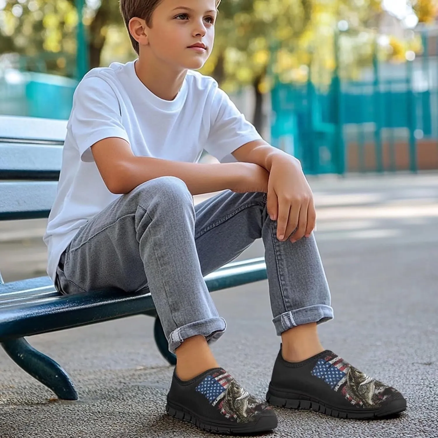 Boys Shoes School Sneakers Breathable Mesh Running Shoes Lightweight Slip on Tennis Shoe Casual Flats
