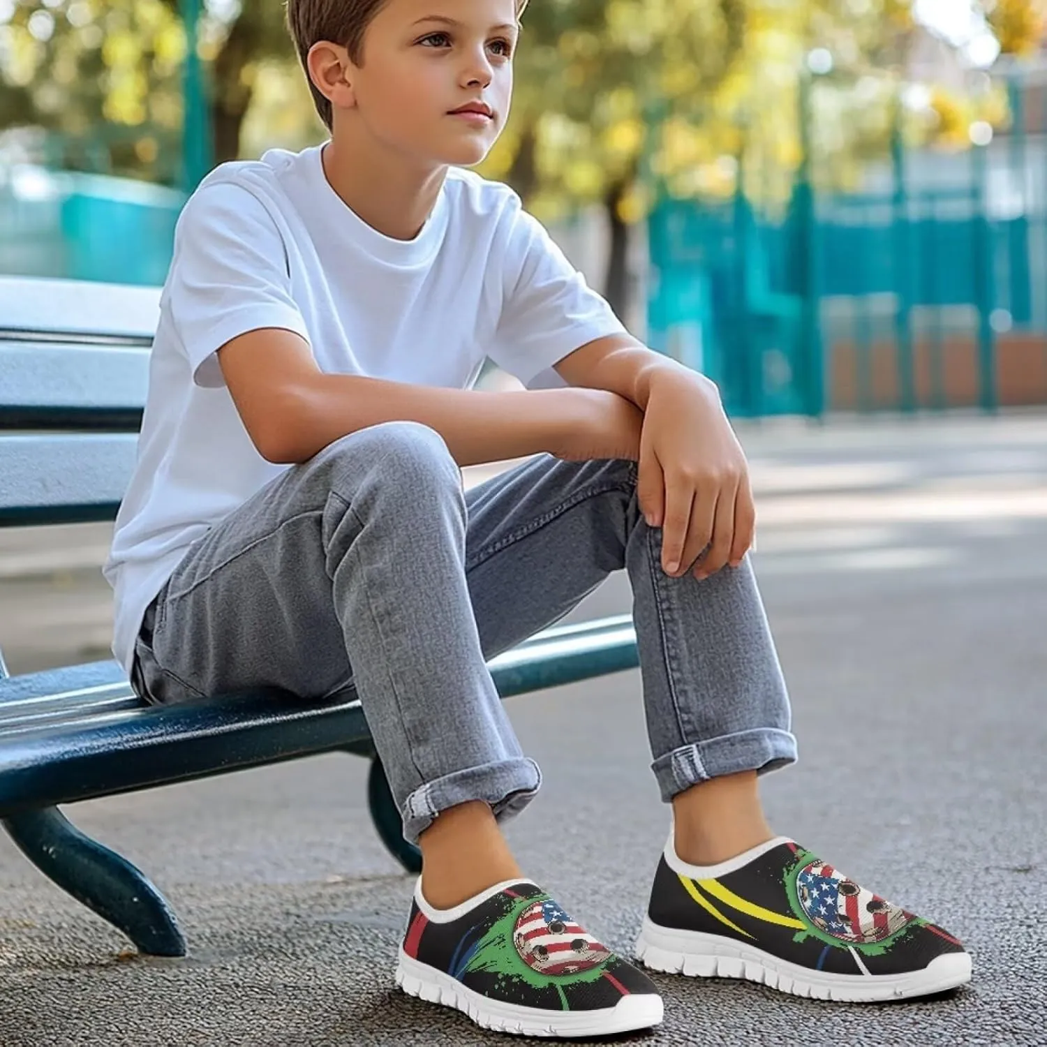 Boys Slip on Sneakers Breathable Lightweight Walking Running Shoes Comfortable Low Top Athletic Shoe