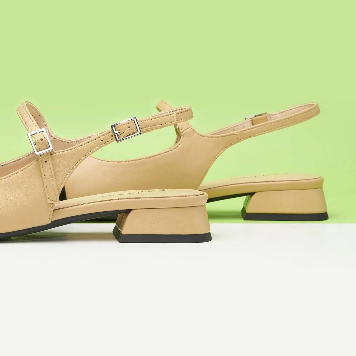 C. Paravano Women's Slingback Sandals, Mary Jane Style Flats with Adjustable Ankle Straps & Square Toe, Stylish Comfortable Casual Shoes