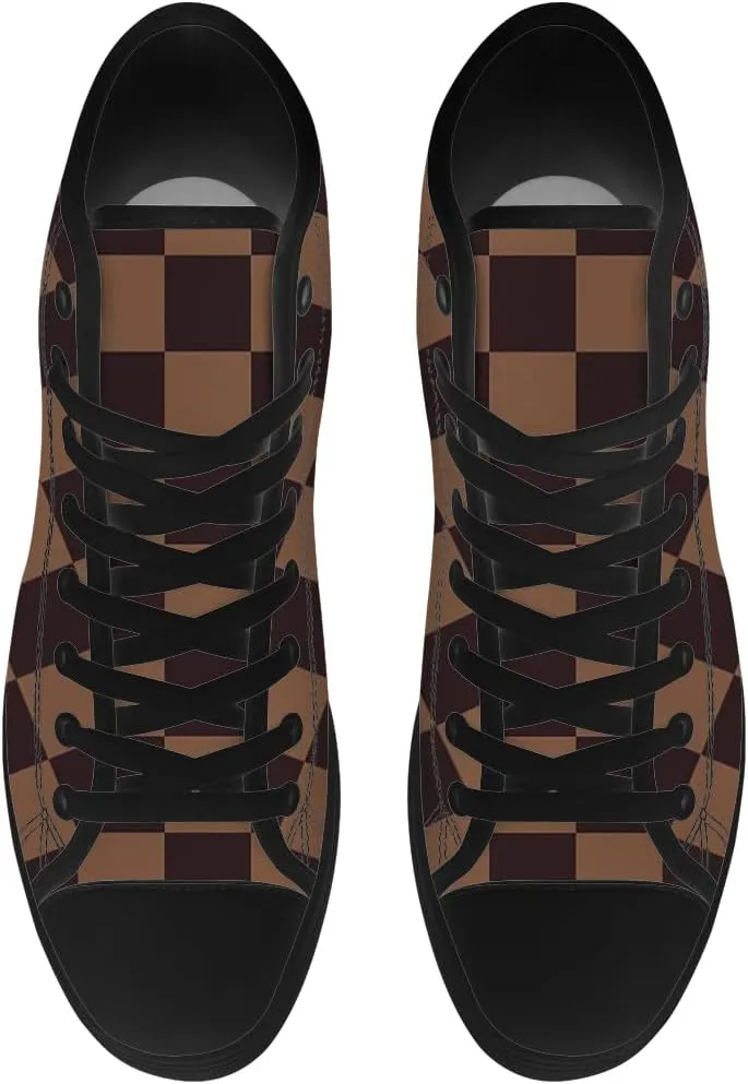 Checkered High Top Canvas Shoes Mens Womens High Top Sneakers Lace Up Casual Shoes Gifts for Men Women