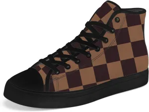 Checkered High Top Canvas Shoes Mens Womens High Top Sneakers Lace Up Casual Shoes Gifts for Men Women