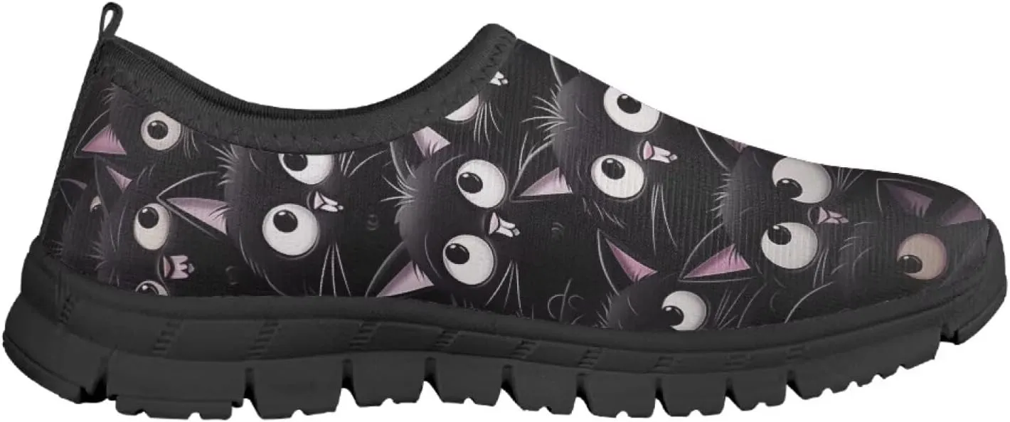 Children Cats Pattern Running Shoes Low-Cut Polyester Fabric Sneakers for Boys Girls Big Kids Little Kids Casual Tennis Shoes