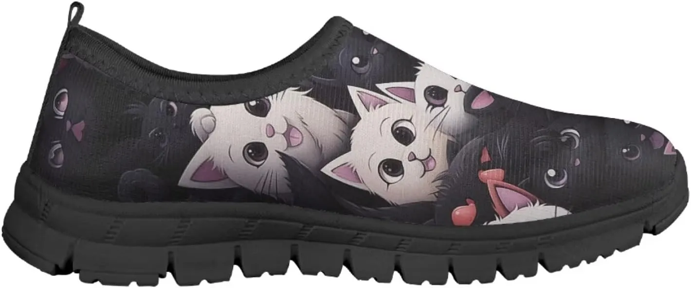 Children Cats Pattern Running Shoes Low-Cut Polyester Fabric Sneakers for Boys Girls Big Kids Little Kids Casual Tennis Shoes