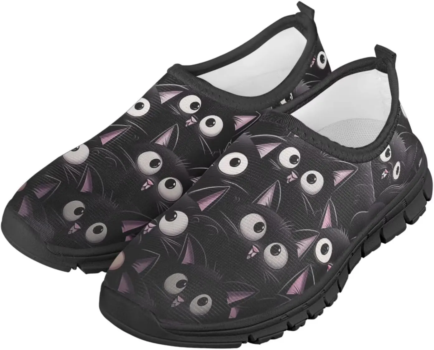 Children Cats Pattern Running Shoes Low-Cut Polyester Fabric Sneakers for Boys Girls Big Kids Little Kids Casual Tennis Shoes