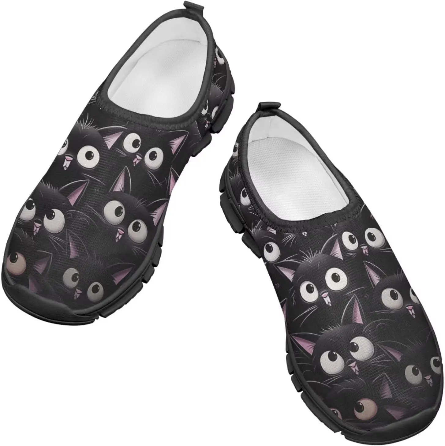 Children Cats Pattern Running Shoes Low-Cut Polyester Fabric Sneakers for Boys Girls Big Kids Little Kids Casual Tennis Shoes