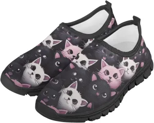 Children Cats Pattern Running Shoes Low-Cut Polyester Fabric Sneakers for Boys Girls Big Kids Little Kids Casual Tennis Shoes