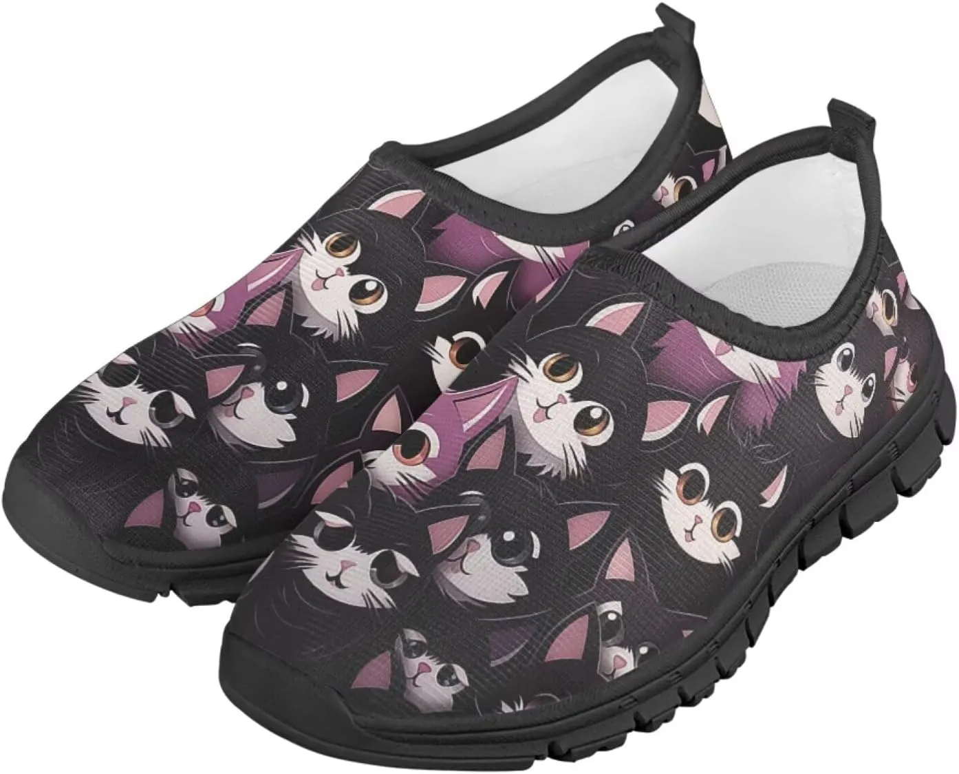 Children Cats Pattern Running Shoes Low-Cut Polyester Fabric Sneakers for Boys Girls Big Kids Little Kids Casual Tennis Shoes