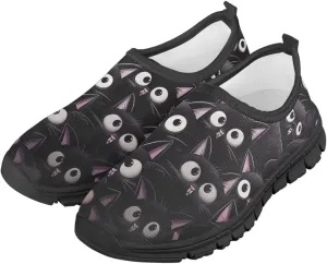 Children Cats Pattern Running Shoes Low-Cut Polyester Fabric Sneakers for Boys Girls Big Kids Little Kids Casual Tennis Shoes