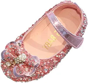 Children Shoes Fashion Band Diamond Flat Bottom Princess Shoes Fashion Bow Princess Shoes Soft Size 6 Shoes for Girls