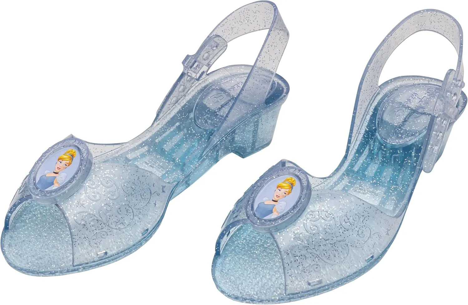 Cinderella Jelly Shoes, Official Disney Princess Costume Shoes with Rapunzel Emblem, Kids Size 11/12 Medium