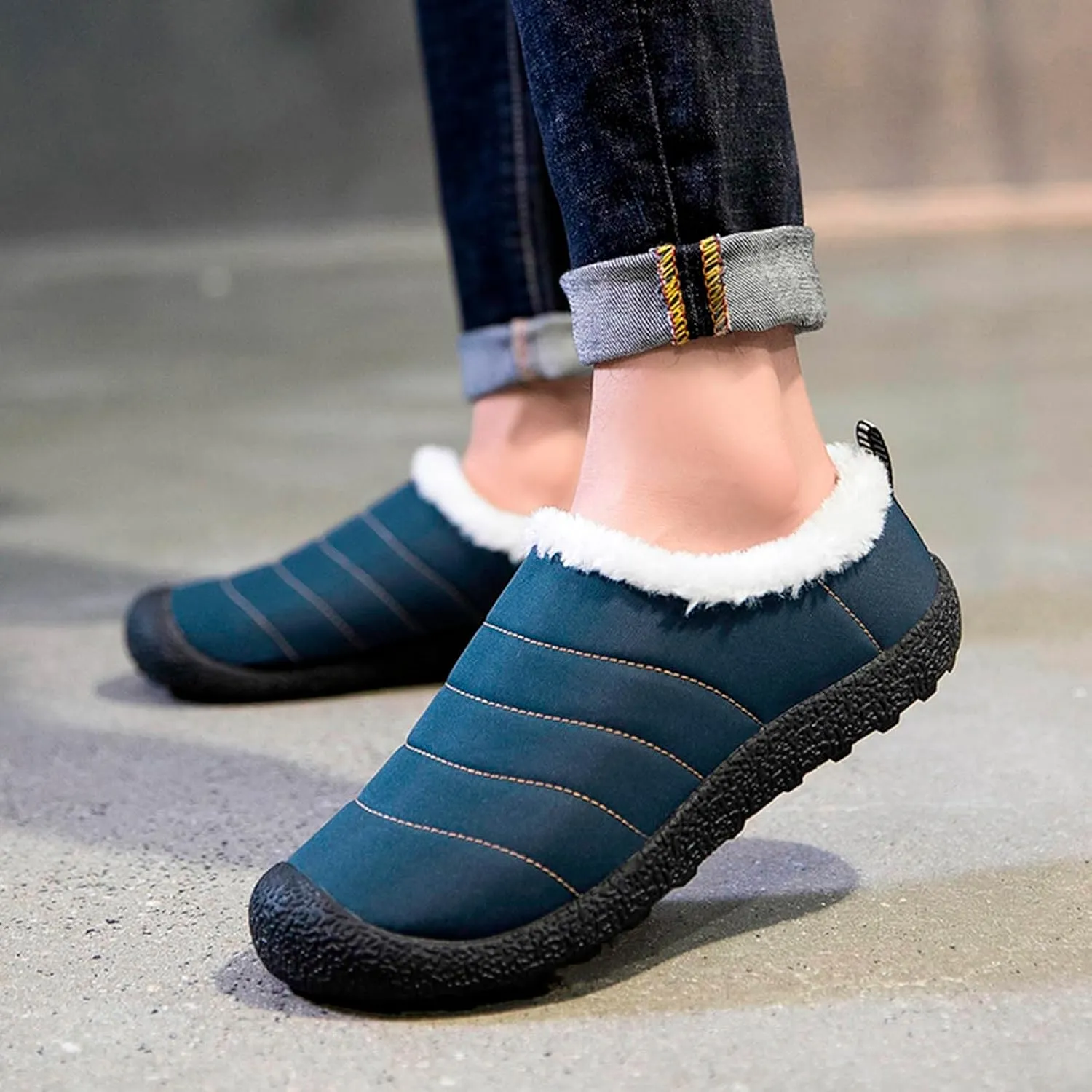 Couple Autumn And Winter Fashion Plus Wool Thickened Low Top Warm Shoes For Men And Women Soft Women Winter Calf Boots