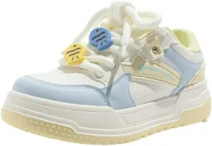 Cute Fish Embroidered Shoes Women's Casual Sneakers Comfortable Everyday Shoes Spring Color-Block Casual Women's Low-Top White Sneakers
