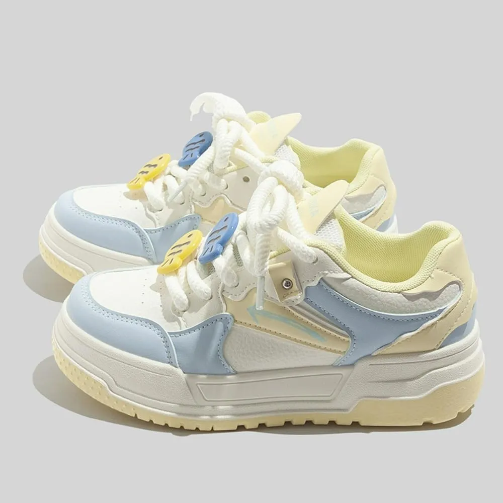 Cute Fish Embroidered Shoes Women's Casual Sneakers Comfortable Everyday Shoes Spring Color-Block Casual Women's Low-Top White Sneakers