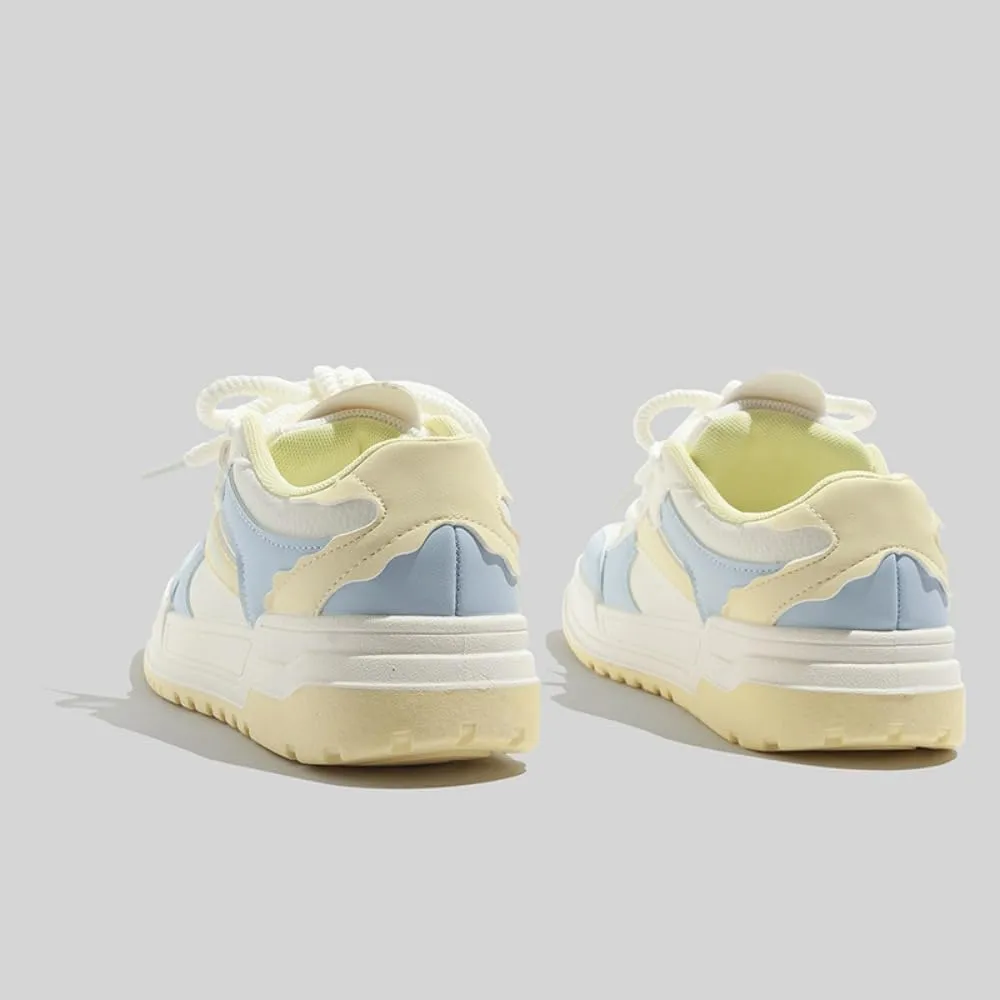 Cute Fish Embroidered Shoes Women's Casual Sneakers Comfortable Everyday Shoes Spring Color-Block Casual Women's Low-Top White Sneakers