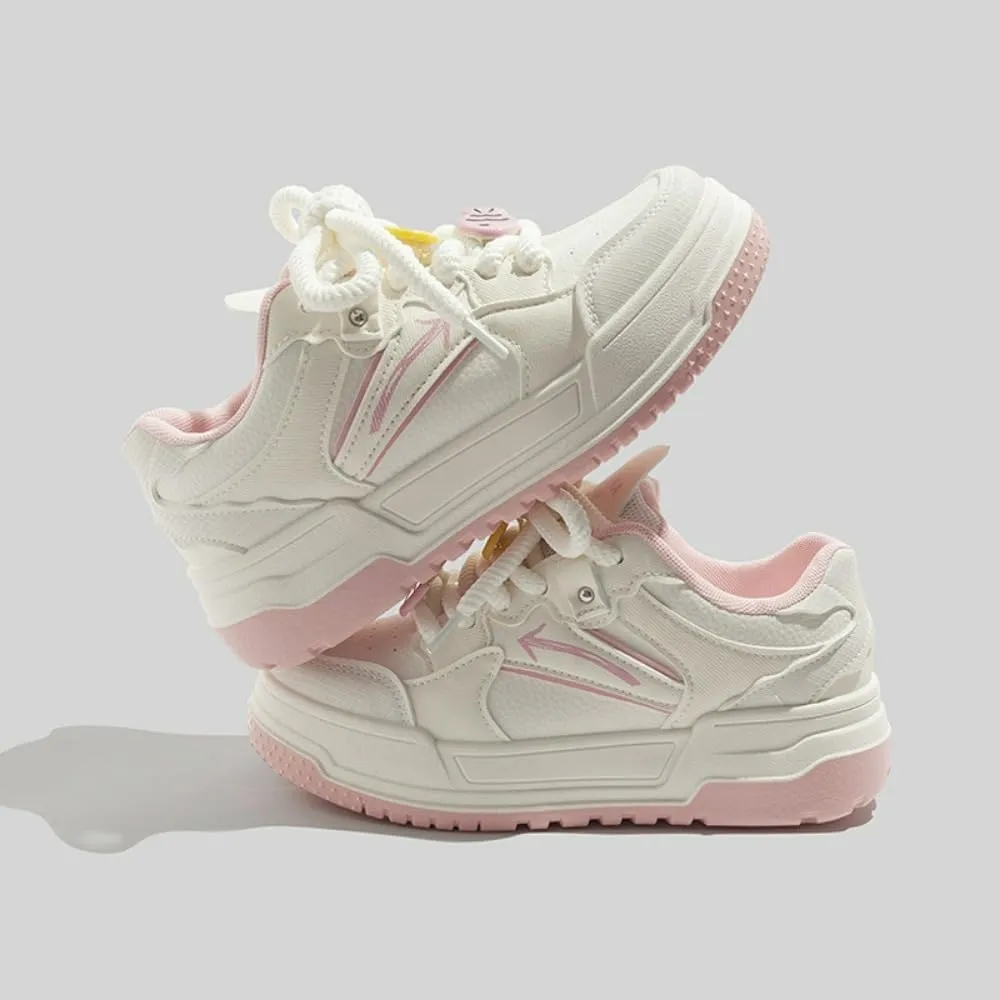 Cute Fish Embroidered Shoes Women's Casual Sneakers Comfortable Everyday Shoes Spring Color-Block Casual Women's Low-Top White Sneakers