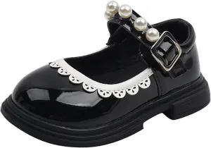 Fashion Autumn Toddler and Girls Casual Shoes Thick Sole Round Toe Buckle Dress Shoes Baby Girl Leather Shoes