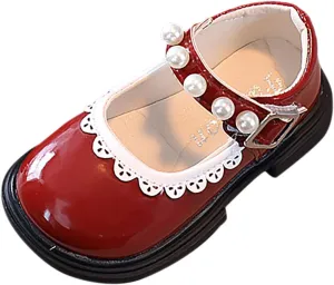 Fashion Autumn Toddler and Girls Casual Shoes Thick Sole Round Toe Buckle Dress Shoes Baby Girl Leather Shoes