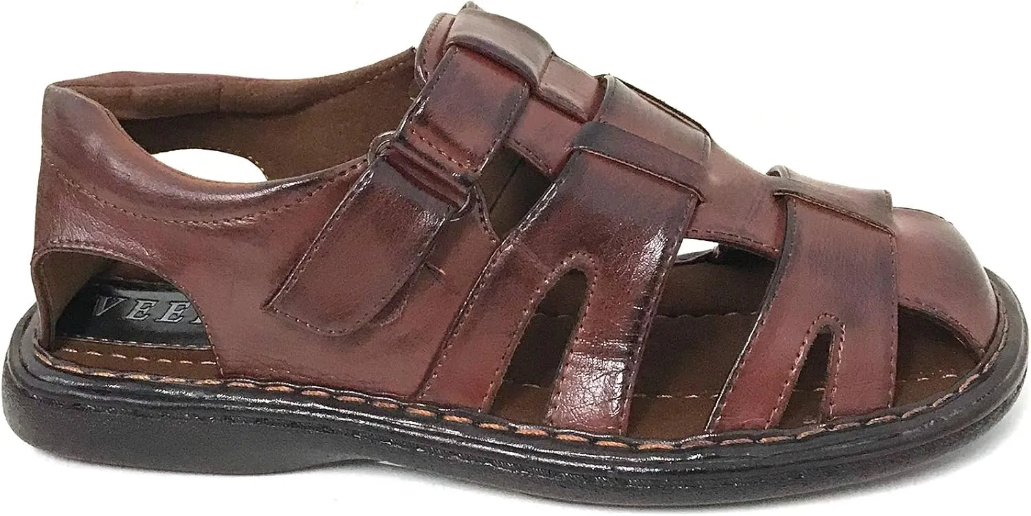 FLS Men's Sandals Closed Toe Adjustable Strap Buckle Fisherman Casual