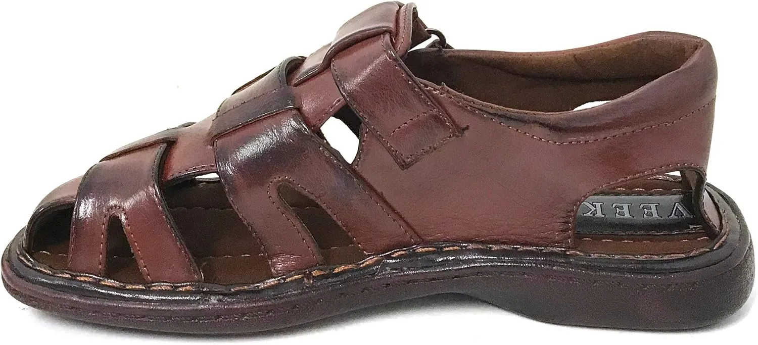 FLS Men's Sandals Closed Toe Adjustable Strap Buckle Fisherman Casual