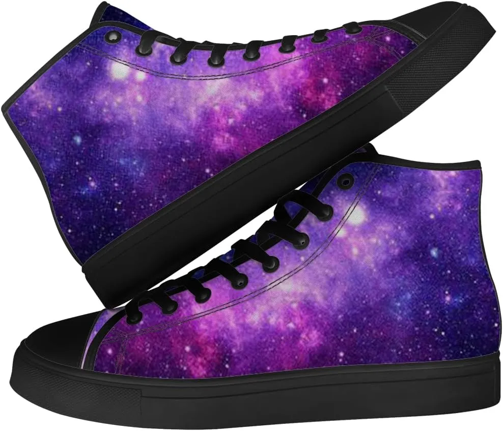 Galaxy High Top Canvas Shoes High Top Sneakers Lace Up Casual Shoes Gifts for Men Women