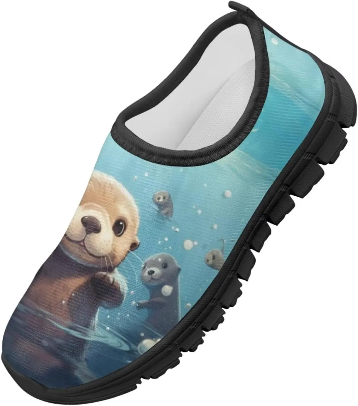 Girls Otter Sneakers Breathable Mesh Running Shoes Lightweight Slip on Tennis Shoe Casual Flats