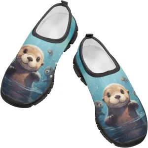 Girls Otter Sneakers Breathable Mesh Running Shoes Lightweight Slip on Tennis Shoe Casual Flats