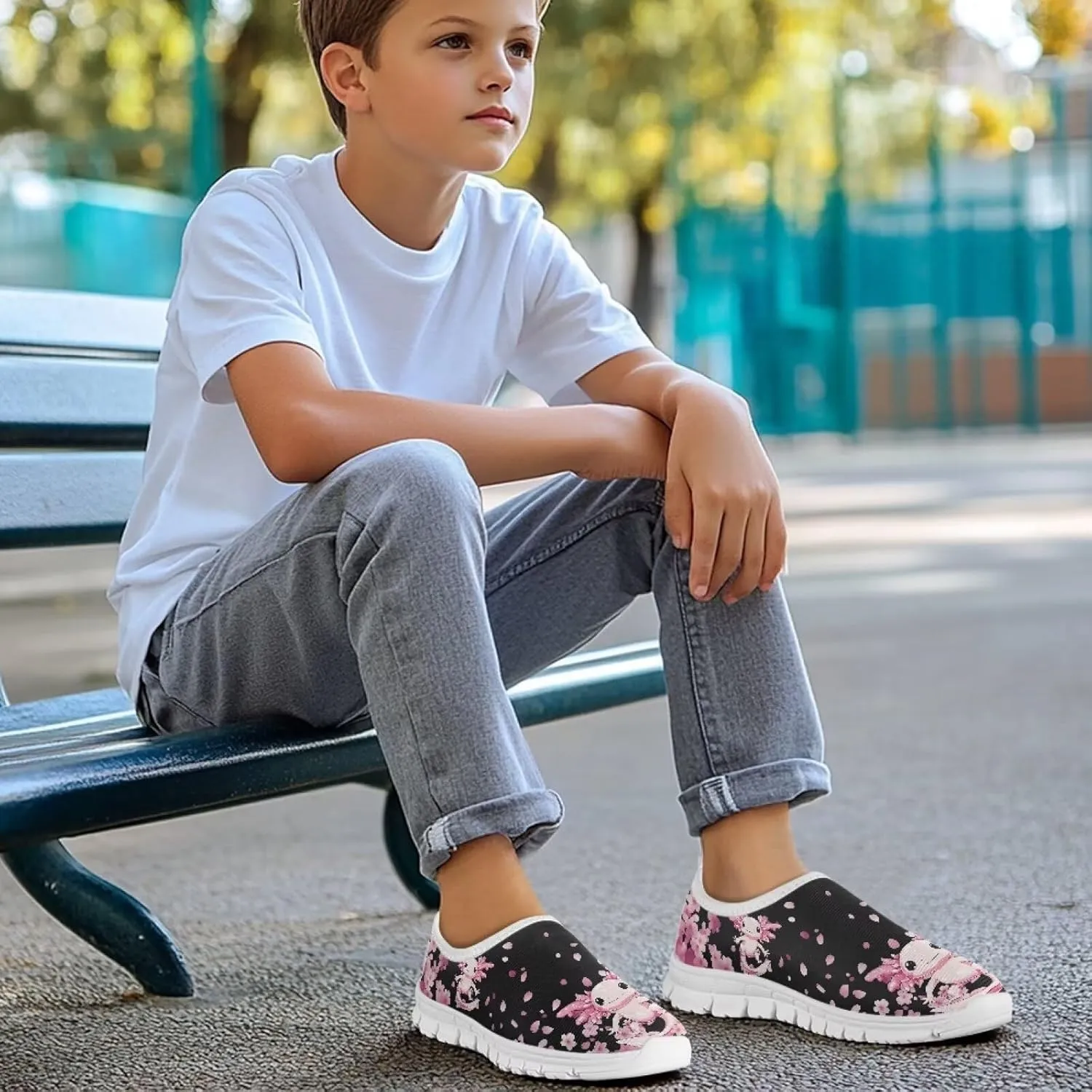 Girls'Running Shoes,Boys'Slip On Flats Lightweight Sports Shoes,Comfortable Elastic Shoes for Playing Walking