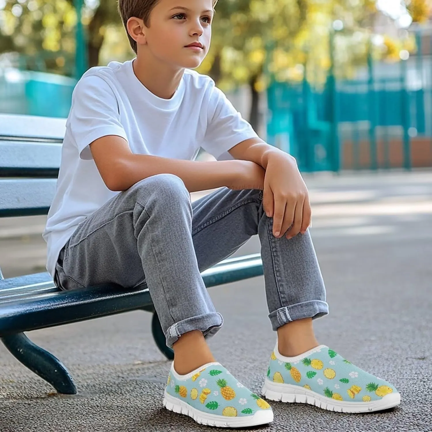 Girls'Running Shoes,Boys'Slip On Flats Lightweight Sports Shoes,Comfortable Elastic Shoes for Playing Walking