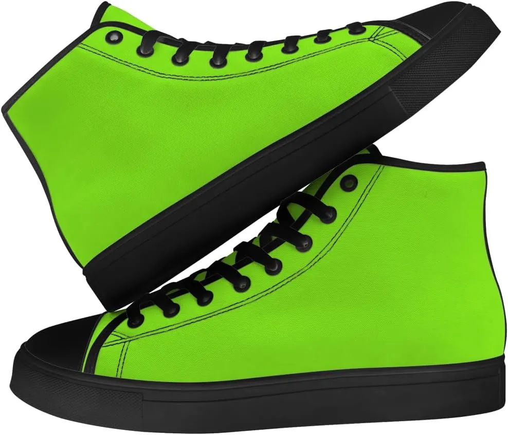 Green High Top Canvas Shoes Womens Mens High Top Sneakers Lace Up Casual Shoes Gifts for Men Women