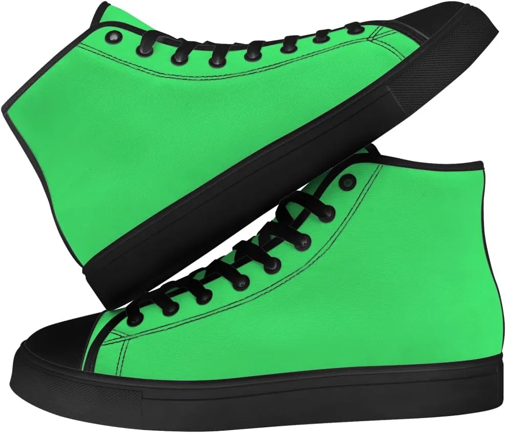 Green High Top Canvas Shoes Womens Mens High Top Sneakers Lace Up Casual Shoes Gifts for Men Women