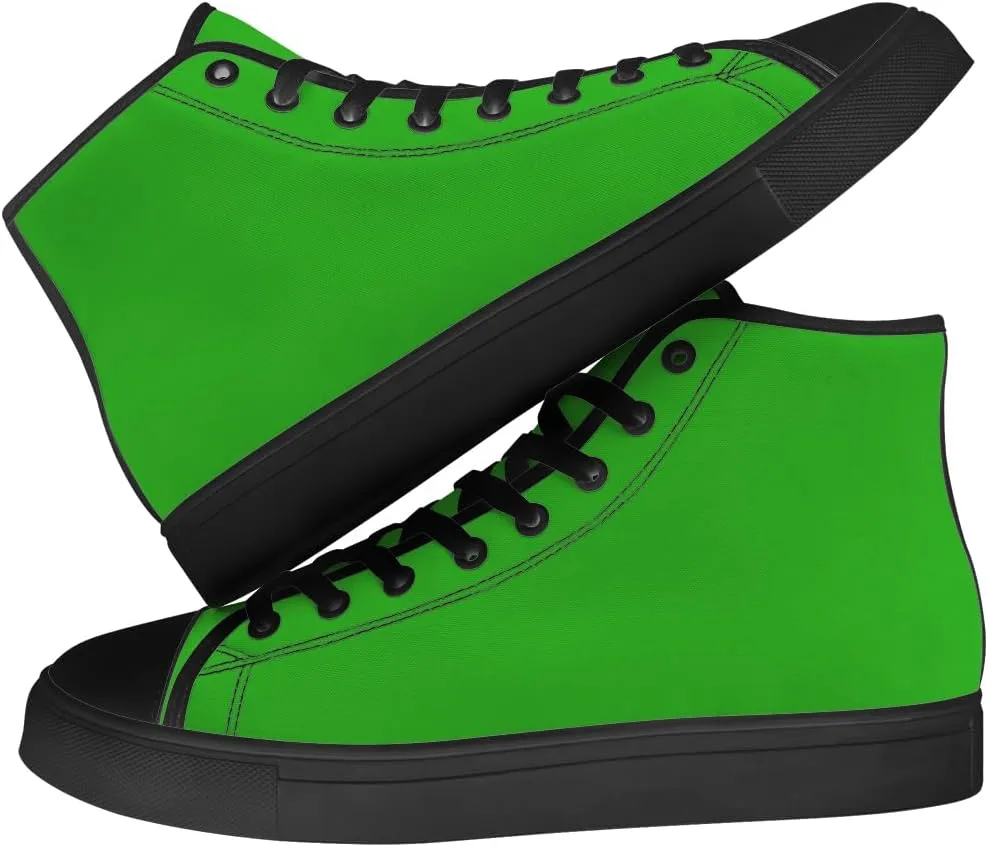 Green High Top Canvas Shoes Womens Mens High Top Sneakers Lace Up Casual Shoes Gifts for Men Women