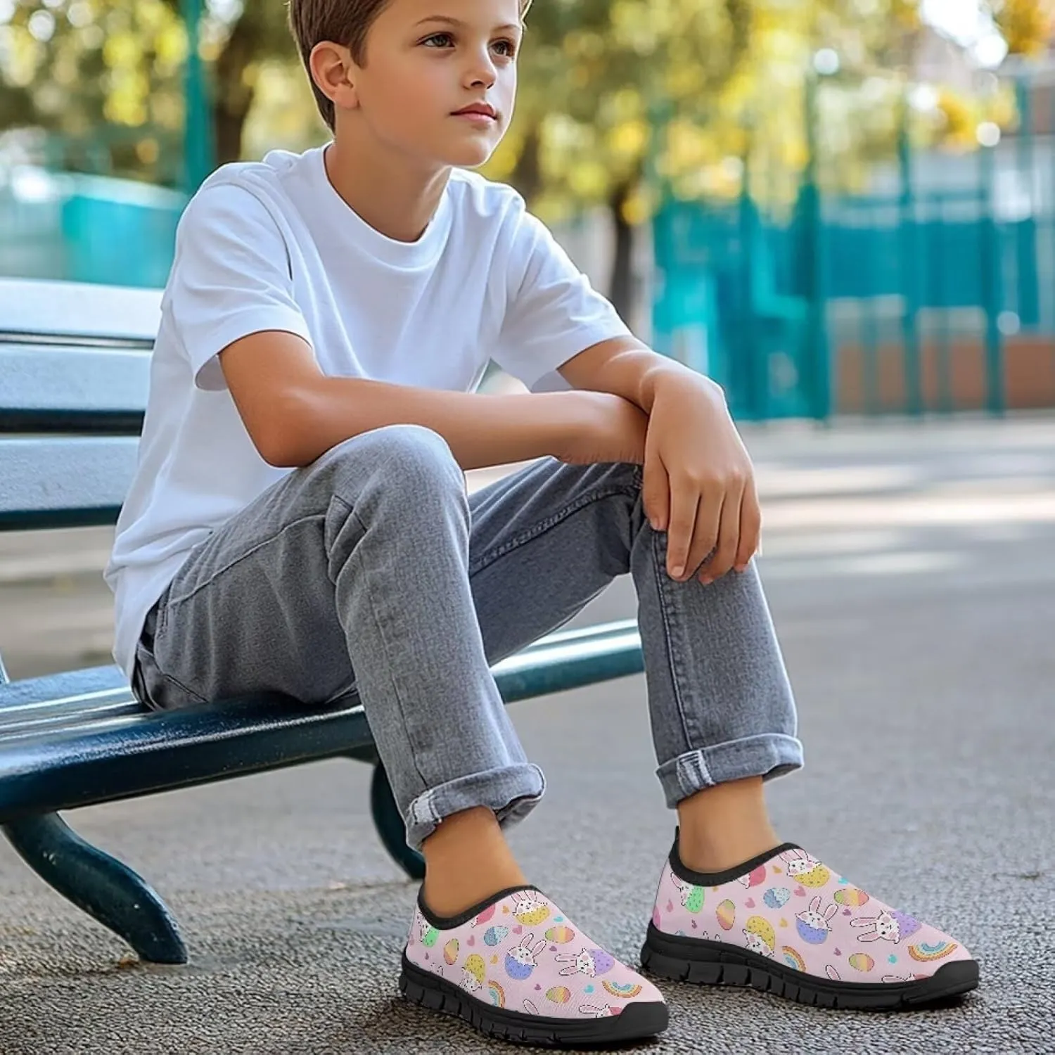 Happy Easter Pattern Running Shoes Low-Cut Sneakers for Boys Girls Big Kids Little Kids Casual Tennis Shoes